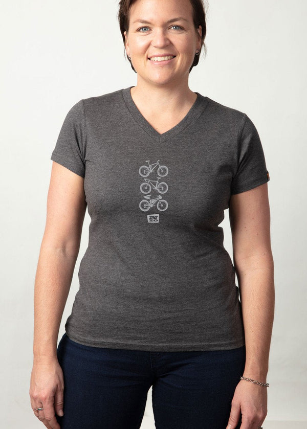 Womens organic cotton T Shirt - Charcoal marle "Ride"