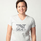 Womens organic cotton T Shirt - Grey marle  "WoodBlock"